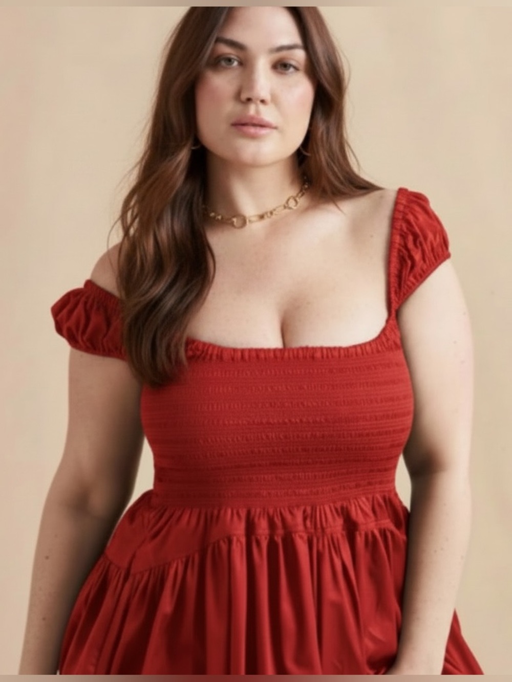 NWT La Ligne Vivian Red Smocked milk maid nap Dress 3X romantic feminine summer